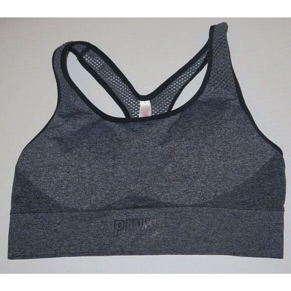 Victoria's Secret Womens Sz M Gray Heather Seamless Unlined Racerback Sports Bra - Picture 5 of 8